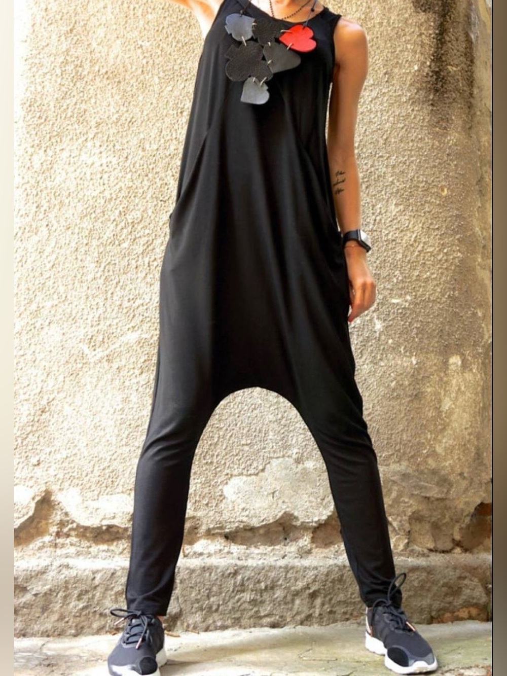 Aakasha Sleeveless Drop Crotch Jumpsuit – Navy Blue – XS